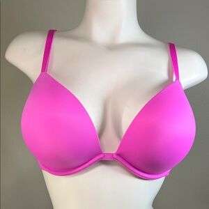 PINK Victoria's Secret Hot Pink Wear Everywhere Super Push Up Underwire Bra 34DD